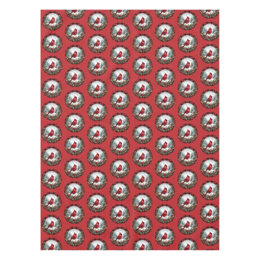 Red Cardinal with Holly Berries Tafelkleed (Voorkant)