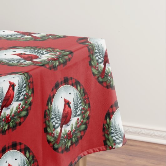 Red Cardinal with Holly Berries Tafelkleed (Voorbeeld)