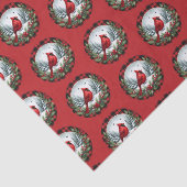 Red Cardinal with Holly Berries Tissuepapier (Detail)