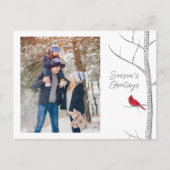 Red Cardinal Woodland Winter Tree Multi One Photo Feestdagenkaart (Voorkant)