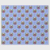 Red Cardinals Bird House Flower Garden Blue Cadeaupapier (Vlak)