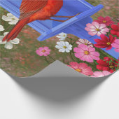 Red Cardinals Bird House Flower Garden Cadeaupapier (Hoek)