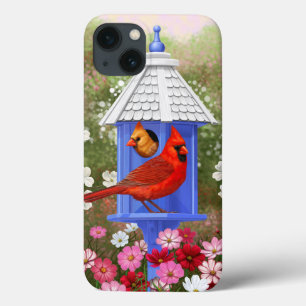 Red Cardinals Bird House Flower Garden Case-Mate iPhone Case