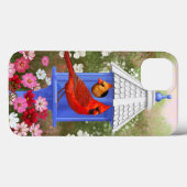 Red Cardinals Bird House Flower Garden Case-Mate iPhone Case (Achterkant (horizontaal))