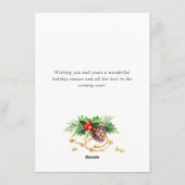 Red Cardinals Holly Berry kerstgroet Feestdagenkaart (Achterkant)