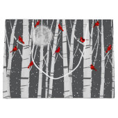 Red Cardinals In Birch Trees In Moonlight Groot Cadeauzakje (Voorkant)