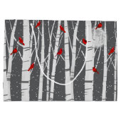 Red Cardinals In Birch Trees In Moonlight Groot Cadeauzakje (Achterkant)