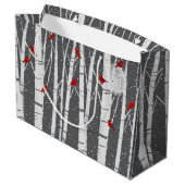 Red Cardinals In Birch Trees In Moonlight Groot Cadeauzakje (Achterkant Gekanteld)