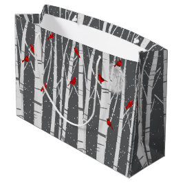 Red Cardinals In Birch Trees In Moonlight Groot Cadeauzakje