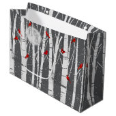 Red Cardinals In Birch Trees In Moonlight Groot Cadeauzakje (Voorkant Gekanteld)