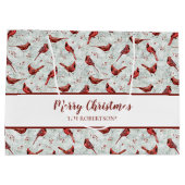 Red Cardinals Kerstmis Snowy Pine op maat Groot Cadeauzakje (Achterkant)