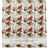 Red Cardinals Merry kerstdouchergordijn Douchegordijn (Voorkant)