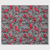 Red Cardinals Pattern Winter Woodland Kerstland Cadeaupapier (Vlak)