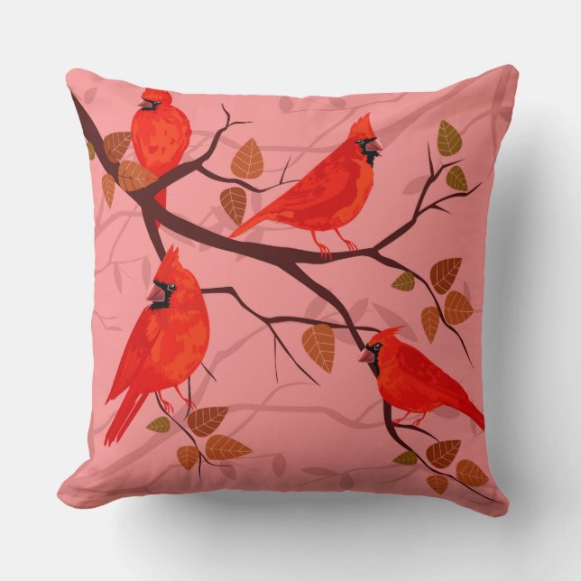 Red Cardinals Pillow Kussen (Voorkant)