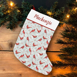 Red Cardinals Snowy Pine Pattern Kerstmis Kleine Kerstsok
