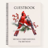 Red Cardinals Women's 75th Birthday Gastenboek Notitieboek (Voorkant)
