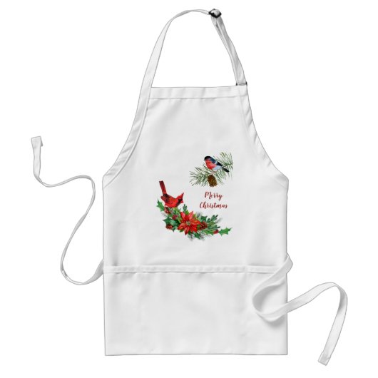 Red Cardinand and Bullfinch Bird Holiday Standaard Schort (Voorkant)