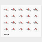 Red Cardinas Bird Art Ronde Sticker (Vel)