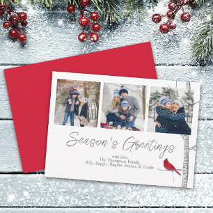Red Cardinical Woodland Winter Tree Multi 3 Foto Feestdagenkaart