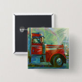 RED CARGO TRUCK BIG RIG TRUCKERS BUTTON (Voorkant /achterkant)