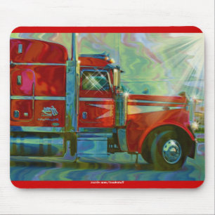 Red Cargo Truck Transport Truck Drivers Mousepad Muismat