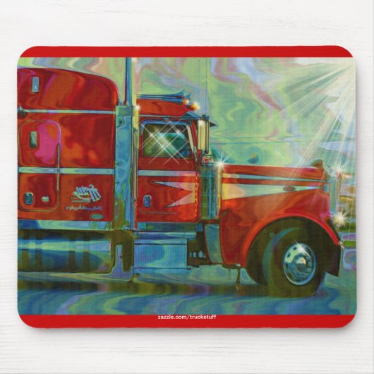 Red Cargo Truck Transport Truck Drivers Mousepad Muismat (Voorkant)
