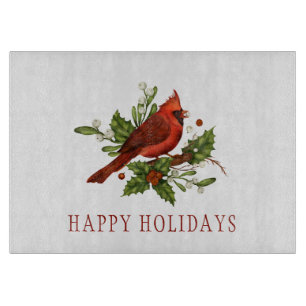 Red Carinal Holly Berries Mistletoe Kerstmis Snijplank