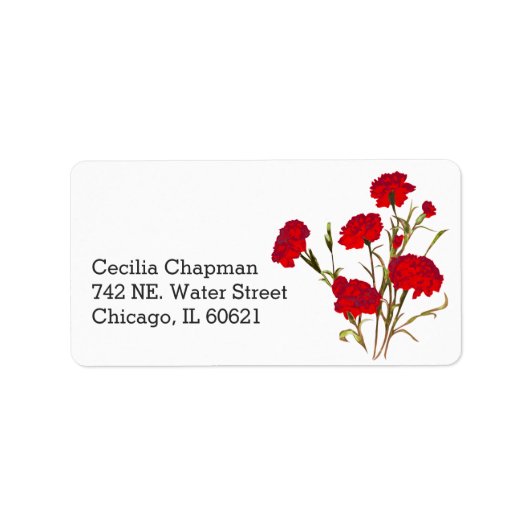 Red Carnenventilator, persoonlijk terugkeeradres Etiket (Voorkant)