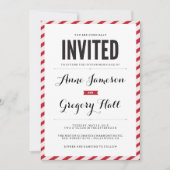 Red Carnival Stripes Modern Wedding Kaart (Voorkant)