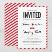 Red Carnival Stripes Modern Wedding Kaart (Voorkant / Achterkant)