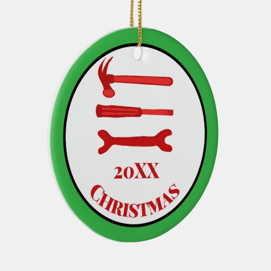 Red Carpenters Tools 2025 Kerst Keramisch Ornament (Rechts)