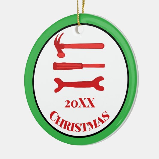 Red Carpenters Tools 2025 Kerst Keramisch Ornament (Links)