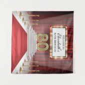 Red Carpet 80th Birthday Backdrop banner Wandkleed (Voorkant (horizontaal))