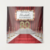 Red Carpet 80th Birthday Backdrop banner Wandkleed (Voorkant)
