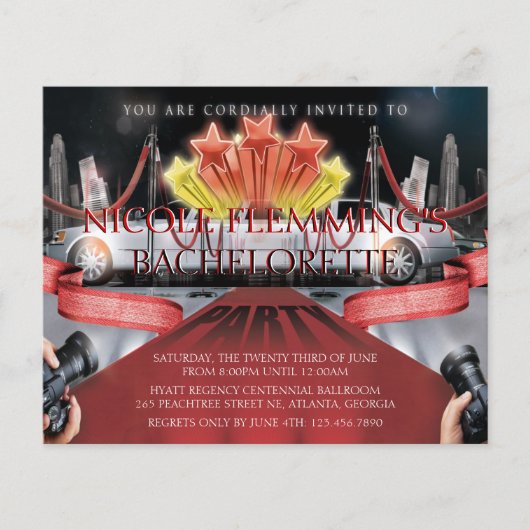 Red Carpet Bachelorette Party Invitation (Voorkant)