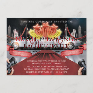 Red Carpet Bachelorette Party Invitation Kaart