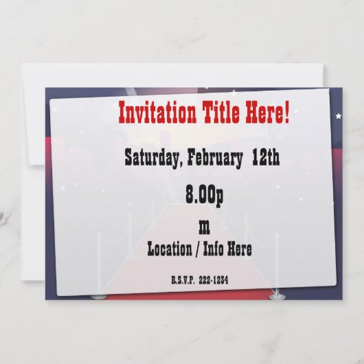 Red Carpet Celebrity Kaart (Achterkant)