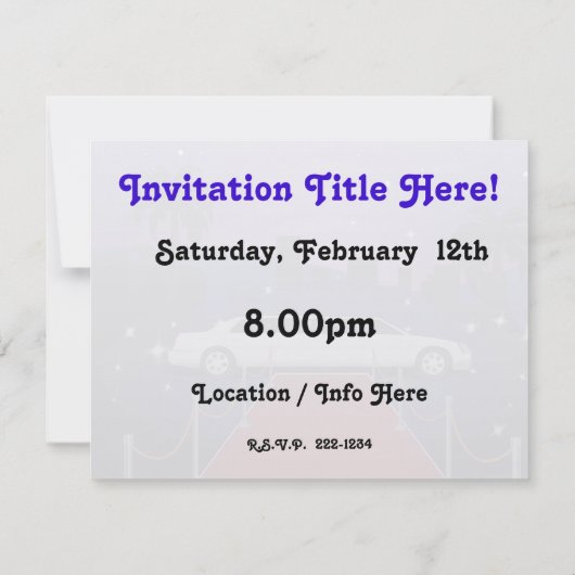 Red Carpet Celebrity Limo Kaart (Achterkant)