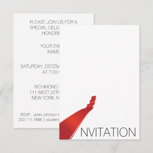 Red Carpet Club Invitation Vip Kaart (Voorkant / Achterkant)