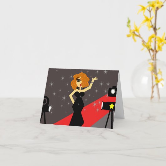Red Carpet Diva Notecard Kaart (Gele Bloem)