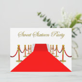 Red Carpet Event Sweet 16 Party Kaart (Staand voorkant)