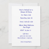 Red Carpet Event Sweet 16 Party Kaart (Achterkant)