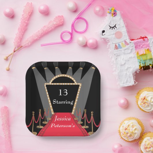 Red Carpet Film Première Glamoureuze Verjaardagsfe Papieren Bordje (Feest)