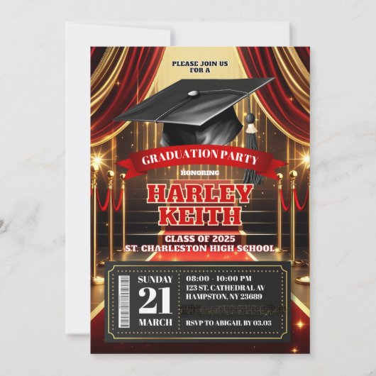 Red Carpet Hollywood Afstuderen High School Kaart (Voorkant)