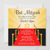 Red Carpet Hollywood Bat Mitzvah Invitations Kaart (Voorkant)