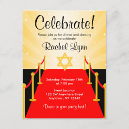Red Carpet Hollywood Bat Mitzvah Receptie Informatiekaartje