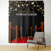 Red Carpet Hollywood Birthday Backdrop Wandkleed (In situ)