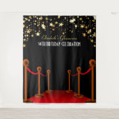 Red Carpet Hollywood Birthday Backdrop Wandkleed (Voorkant)
