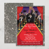 Red Carpet Hollywood Glitter Quinceañera Uitnodige Kaart (Voorkant / Achterkant)
