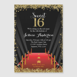 Red Carpet Hollywood Glitter Sweet 16 Birthday Magnetische Uitnodiging